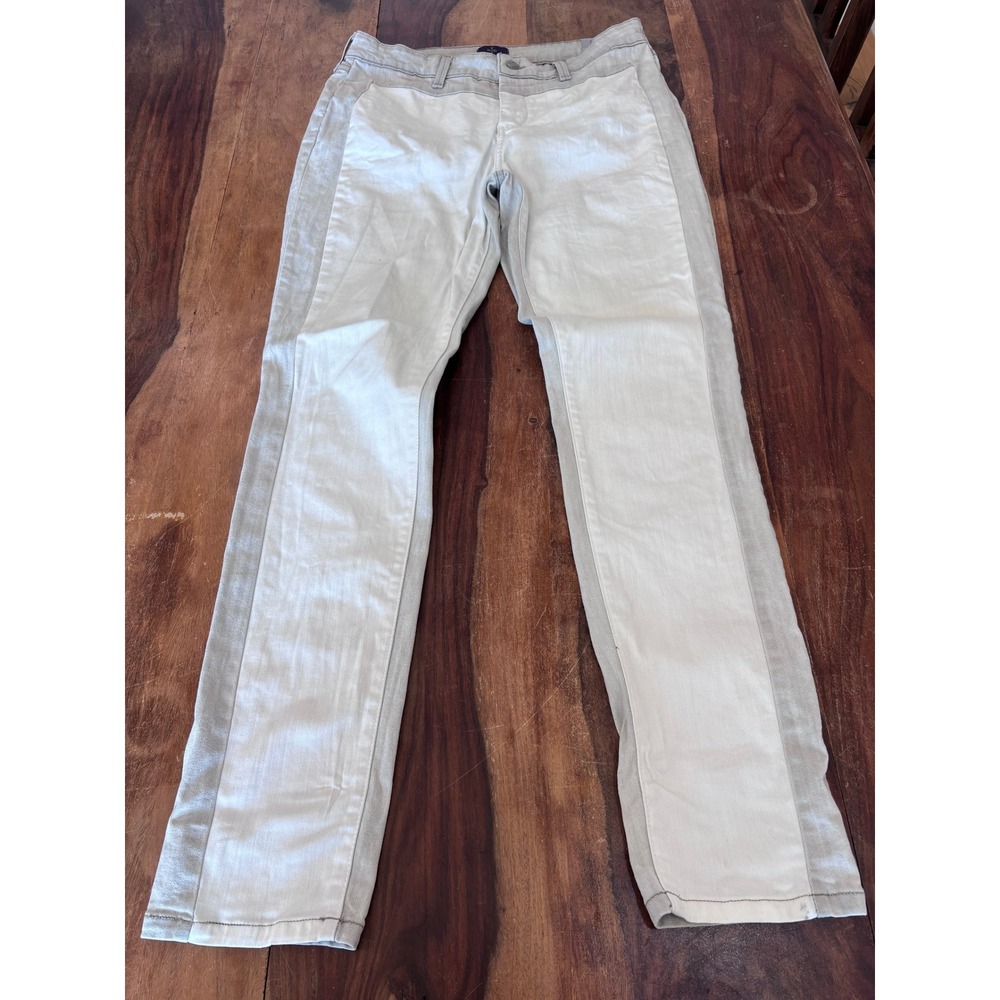 NYDJ skinny jeans women size 12 gray two-tone colorblock side panel made in USA